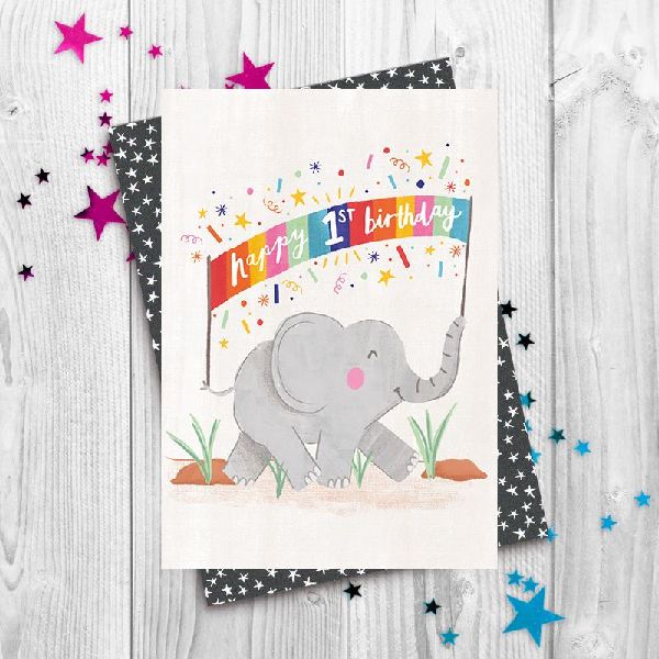 One Elephant Age Birthday Card