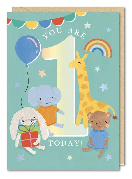 1st Birthday Blue Age Birthday Card