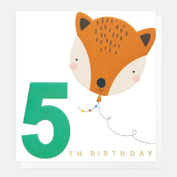5th Balloon Zoo Age Birthday Card