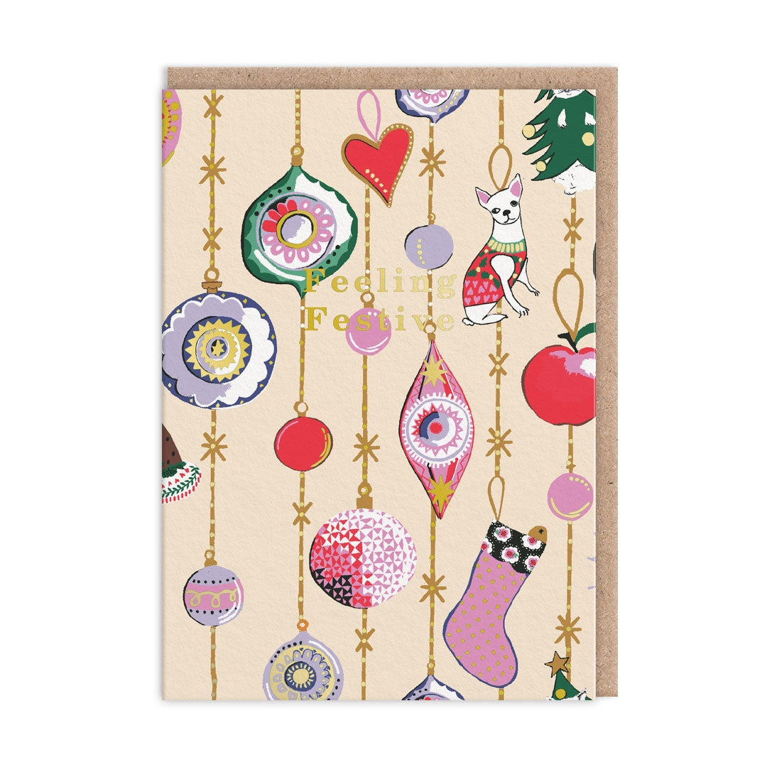 Feeling Festive Baubles Christmas Card
