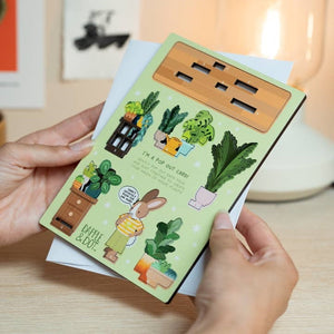 Dapple & Dot Wooden Pop Out Card | Houseplant Addict Rabbit