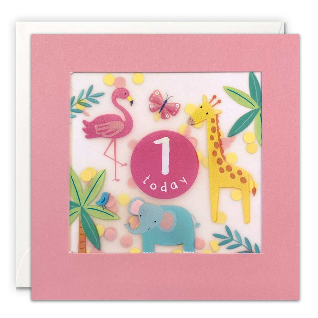 1 Today Pink Animals Age Birthday Card