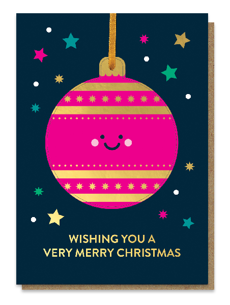 Pink Bauble Christmas Card