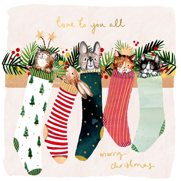 Stocking Cats Christmas Card