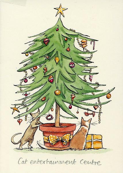 Cat Entertainment Centre Christmas Card