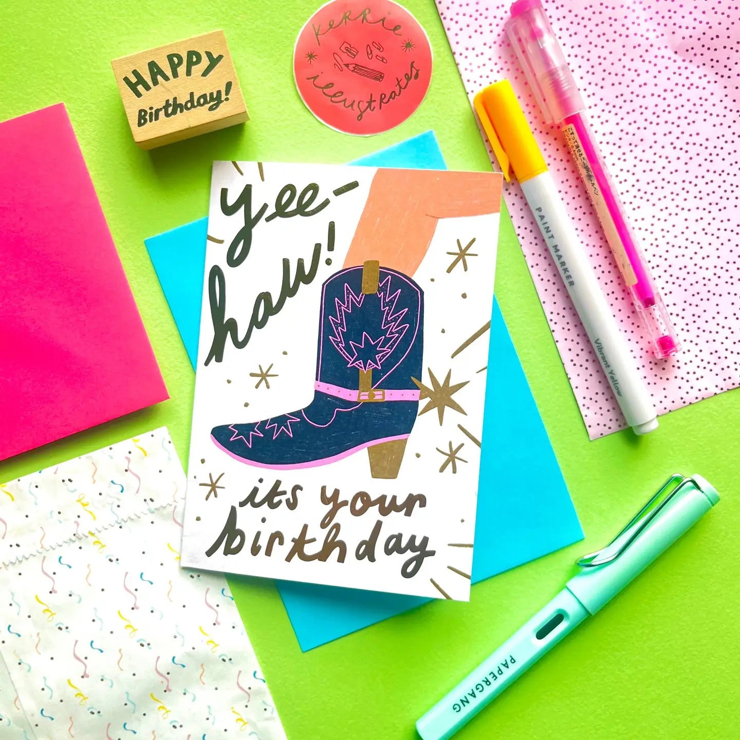 Yee-Haw Cowgirl Birthday Card
