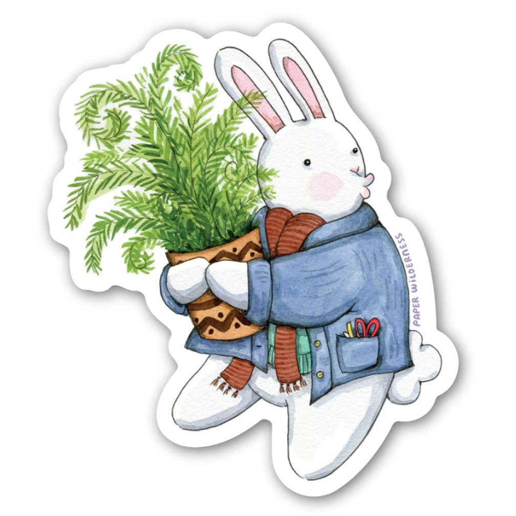 Plant Lover Bunny Sticker