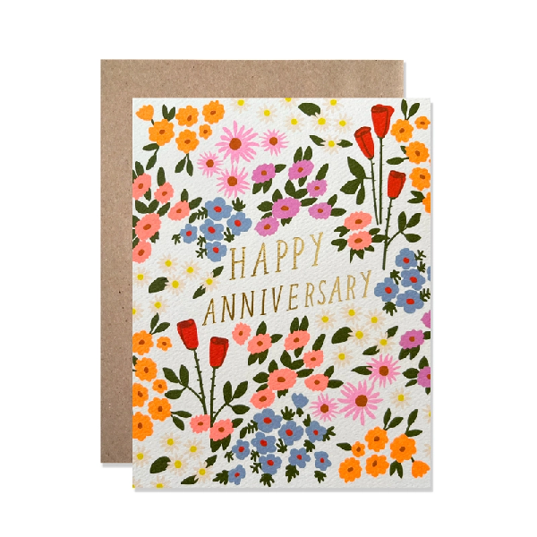 Gold Summer Garden Anniversary Card