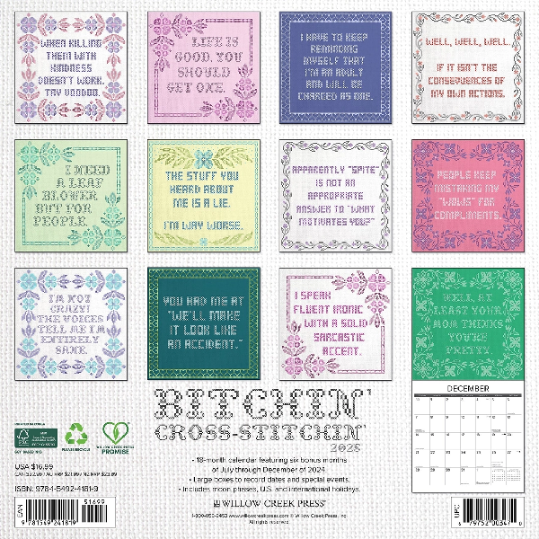 2025 Wall Calendar | Bitchin' Cross-Stitchin'