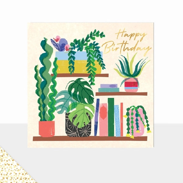 Bookshelf Plants Birthday Card