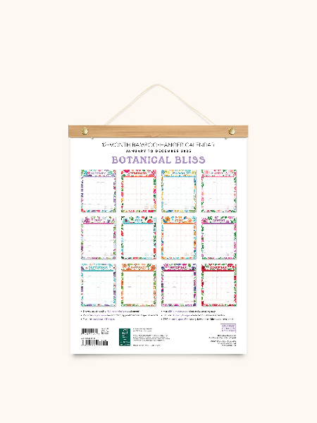 Studio Oh! 2025 12-Month Hanger Calendar | Botanical Bliss