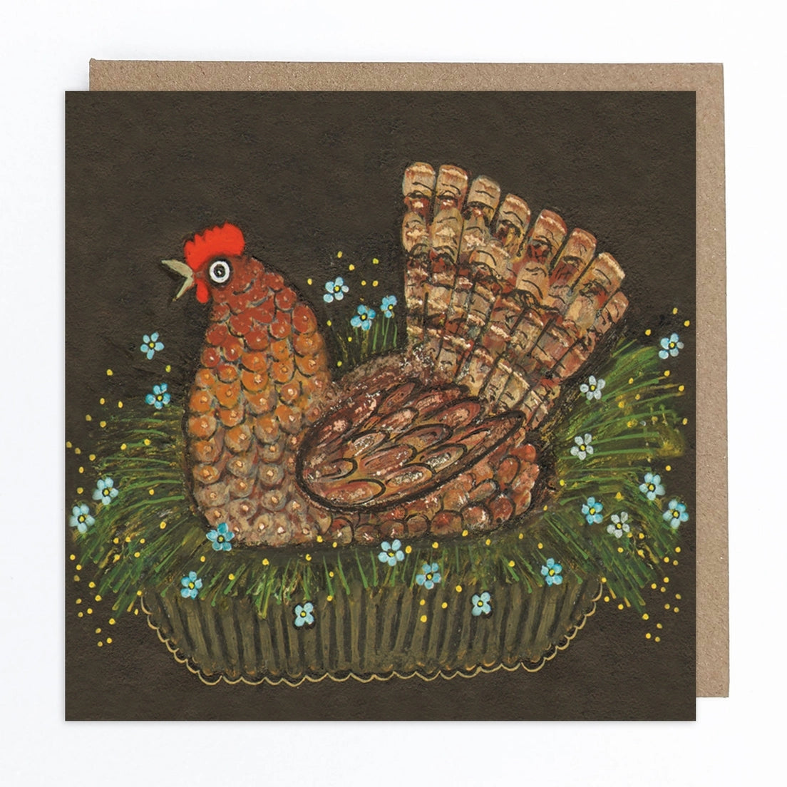 Brown Hen Blank Art Card