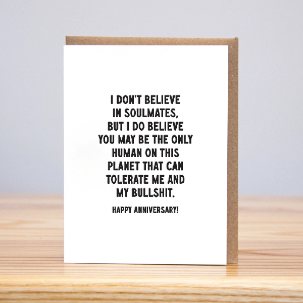 Tolerate Bullshit Anniversary Card