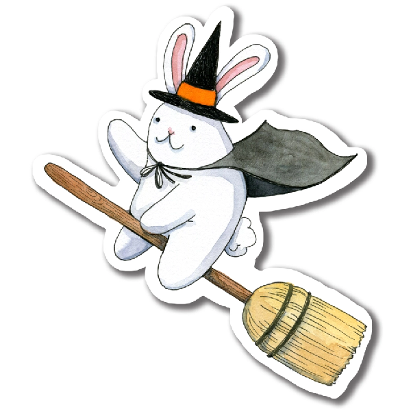 Bunny Witch Sticker