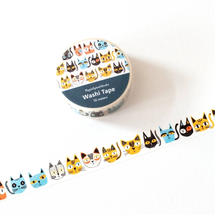 Colourful Cat Faces Washi Tape
