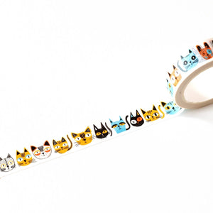 Colourful Cat Faces Washi Tape