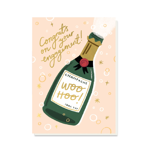 Champagne Engagement Card