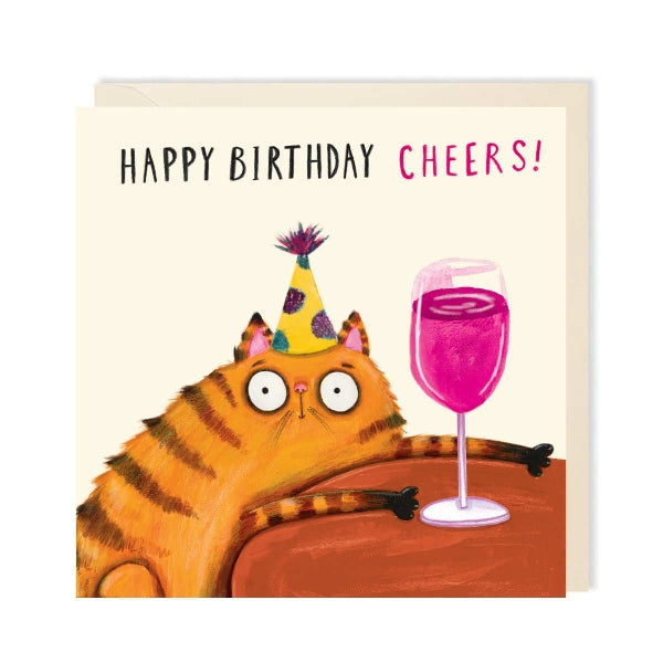 Cheers Cat Birthday Card