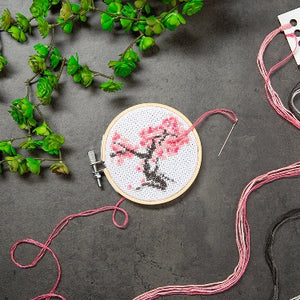 Mini Cherry Blossom Cross Stitch Embroidery Kit