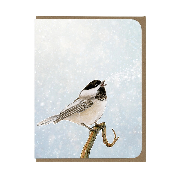 Chickadee in Snow Blank Art Card