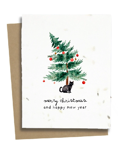 Christmas And New Years Cat Plantable Christmas Card