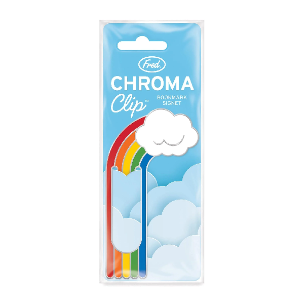 metal bookmark with an arch in the shape of a rainbow coming out of a cloud