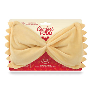 Pasta shaped Eye mask in packaging with 'Comfort Food' branding on a white background