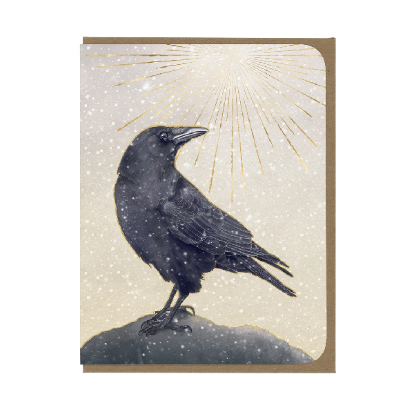 Crow In Snow Blank Art Card