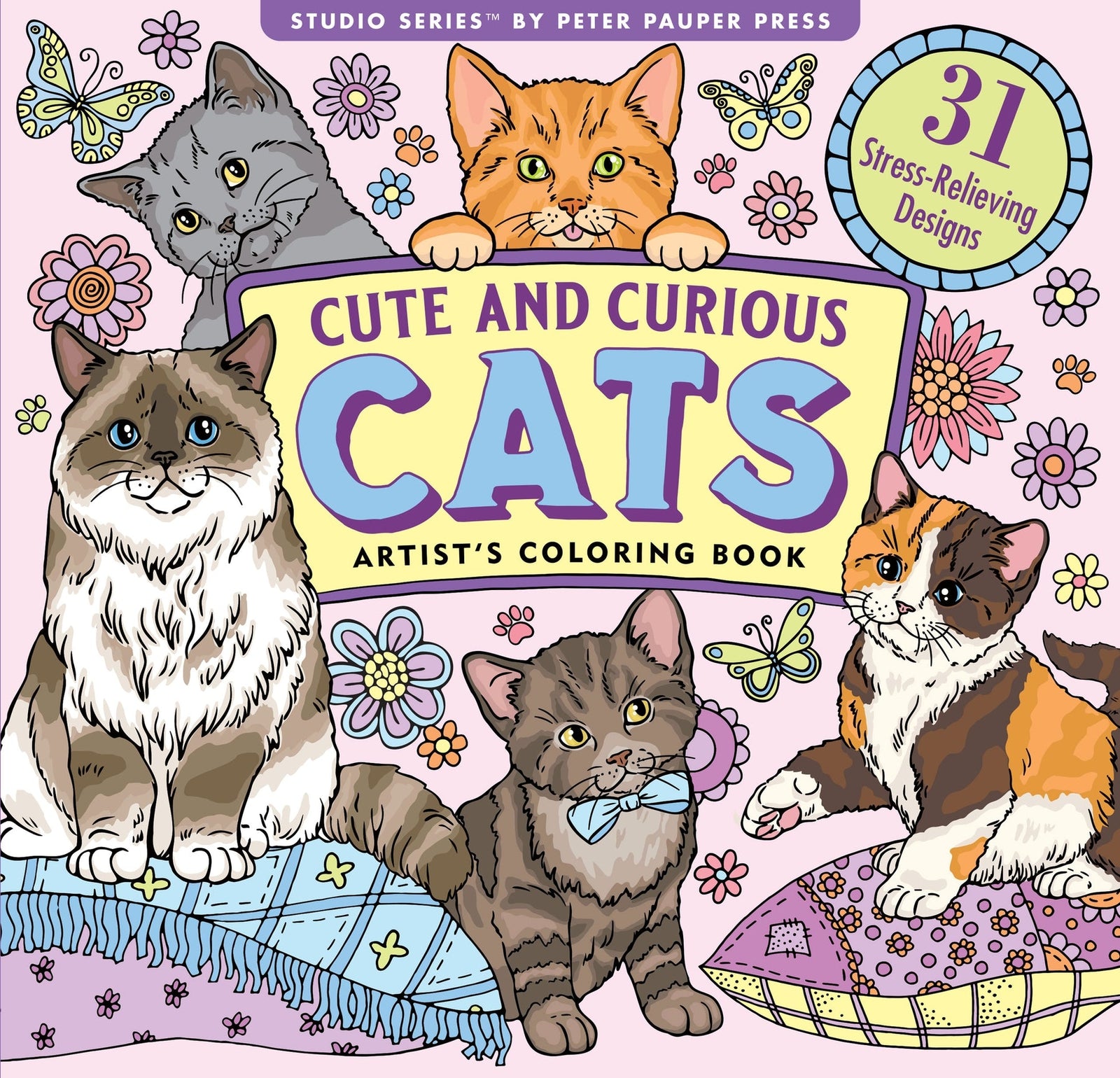 Cute & Curious Cats Colouring Book