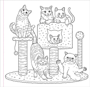 Cute & Curious Cats Colouring Book