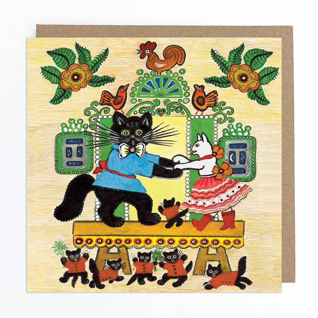 Dancing Cats Blank Art Card