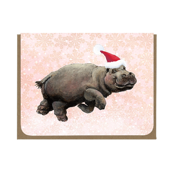 Dancing Hippo Holiday Card