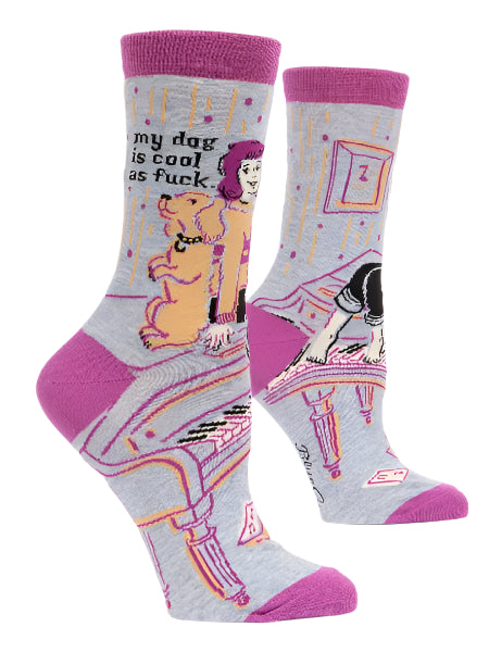 Blue Q Women's Crew Socks | My Dog is Cool As Fuck