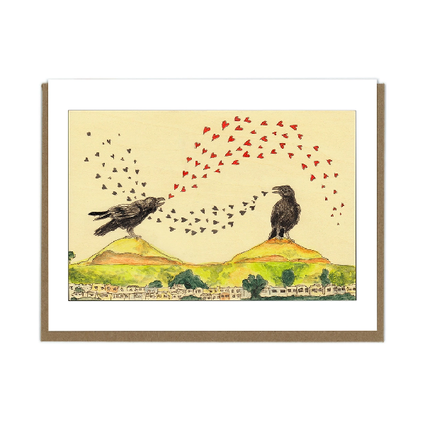 Duet Crows And Hearts Blank Art Card