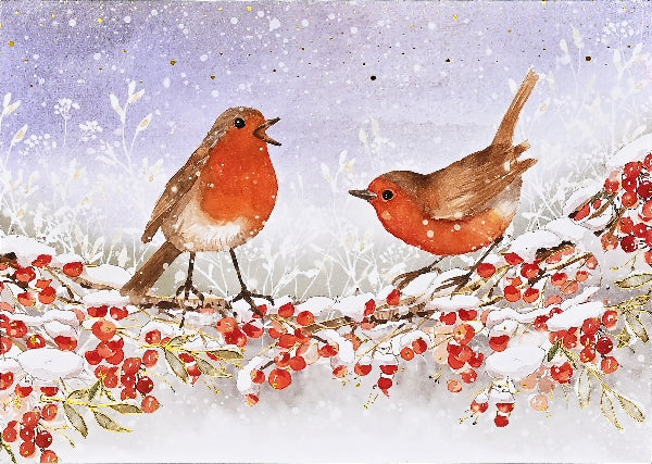 English Robins In Winter Boxed Holiday Cards | Set of 20