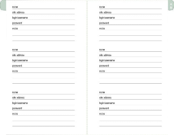 Eucalyptus Internet Address & Password Logbook