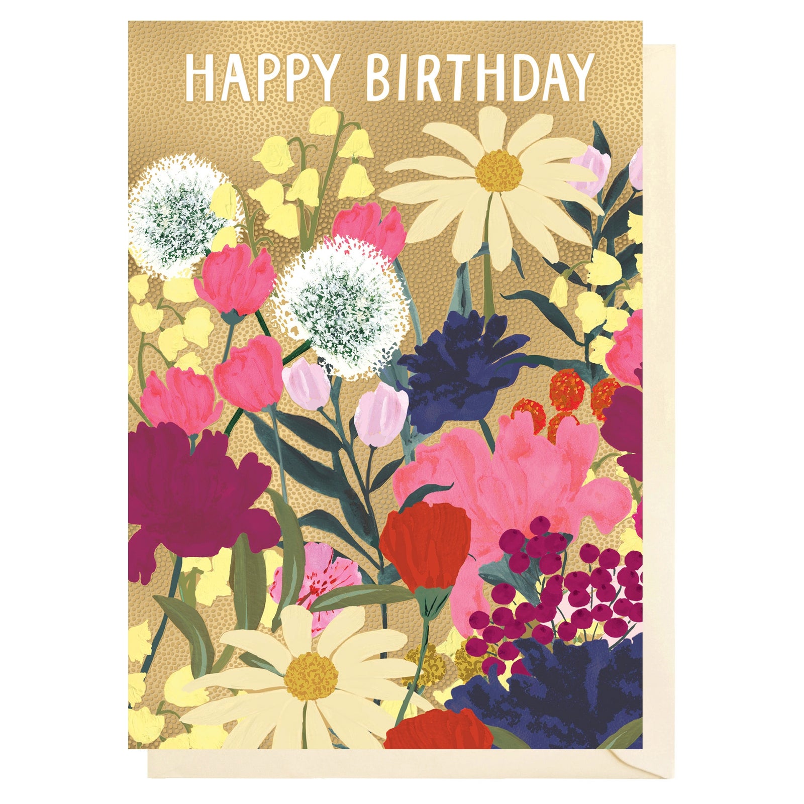 Floral & Gold Birthday Card