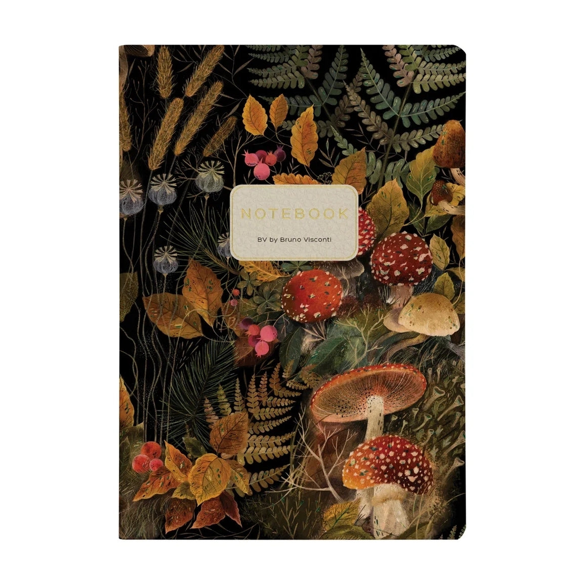 Forest Mushrooms Vegan Leather Lined Notebook
