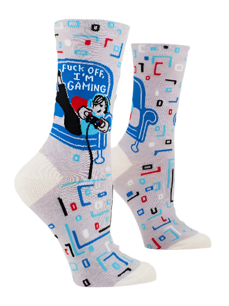Blue Q Women's Crew Socks | Fuck Off, I'm Gaming