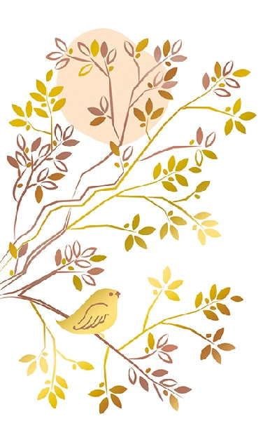 Gold Bird on Brances Blank Art Card