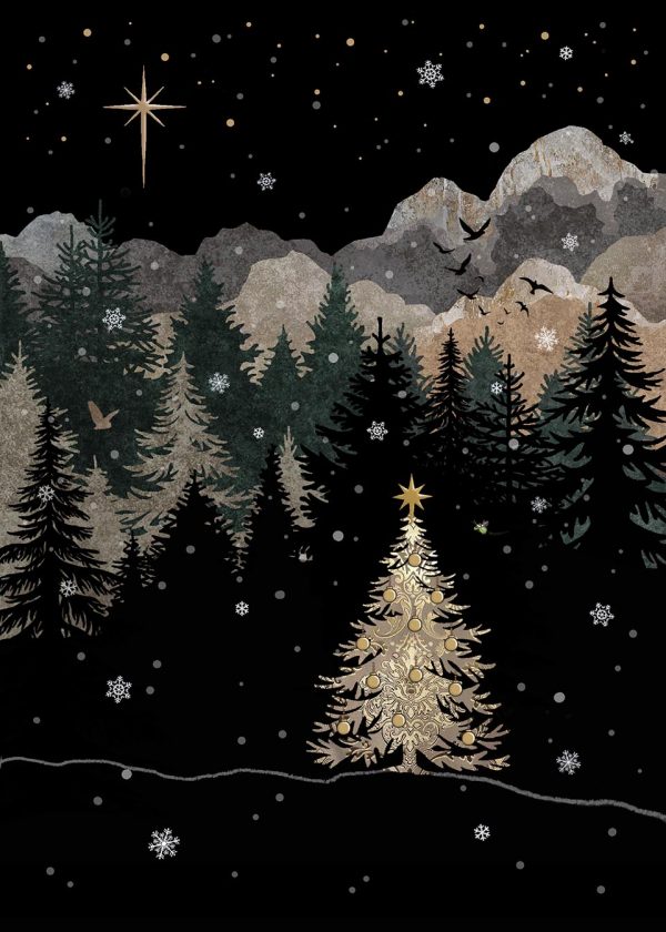 Mountain Tree Blank Christmas Card