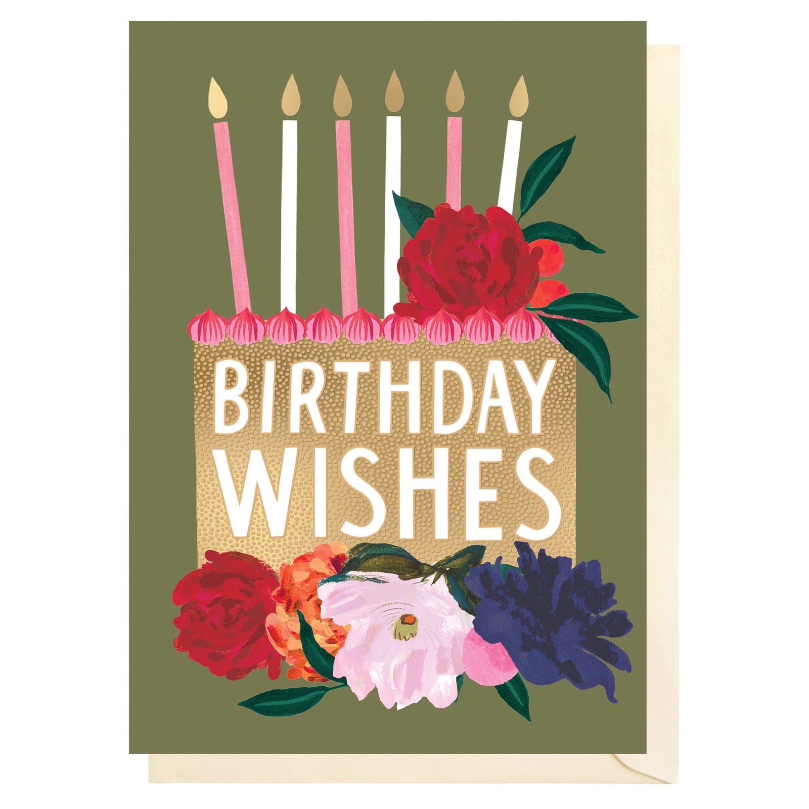 Golden Cake Birthday Card