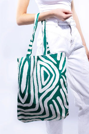 Kind Bag Tote Bag | Green Cream Waves