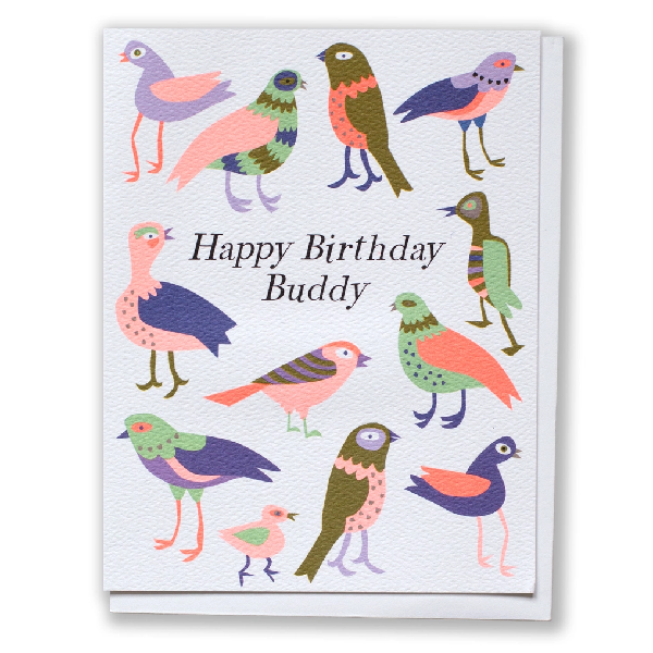 Happy Birthday Buddy Birds Card