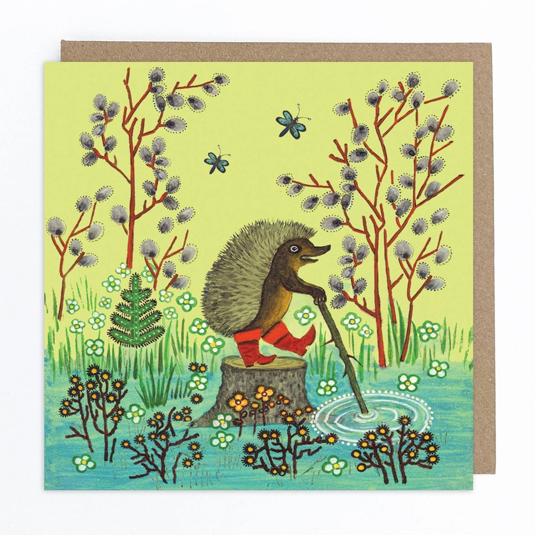 Hedgehog In Red Boots Blank Art Card