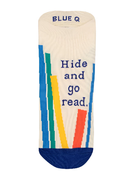 Blue Q Sneaker Socks | Hide And Go Read