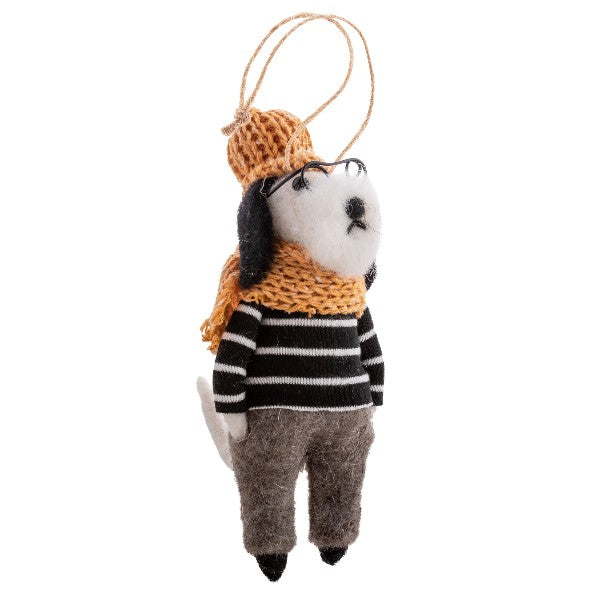 Hipster Dog With Glasses Felt Ornament