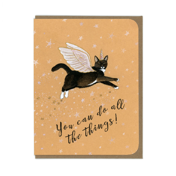 Magical Flying Cat Friendship Card