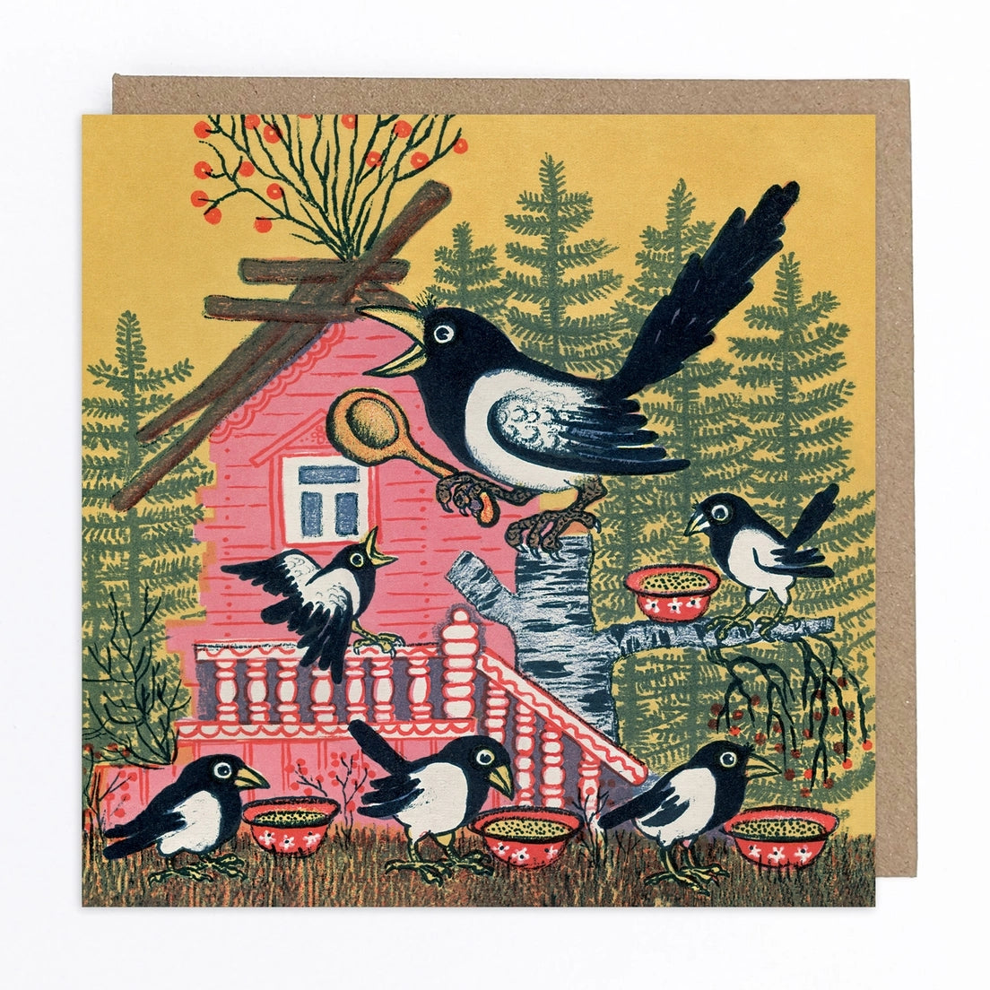 Magpie Family Blank Art Card