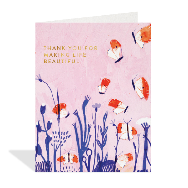 Pink Butterflies Thank You Card